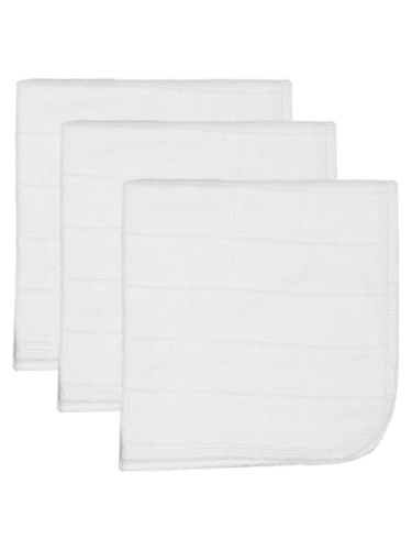 Blush &amp; Blossom - Muslin Mouth Cloths - 3 pack White