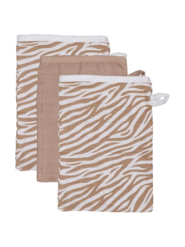 Blush &amp; Blossom - Muslin Washgloves -3 pack Zebra