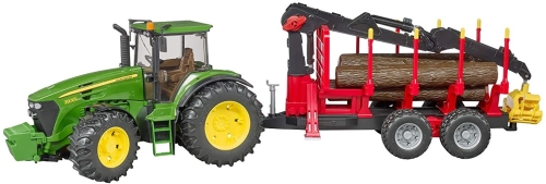 Bruder John Deere Tractor 7930 met Bosbouwaanhanger