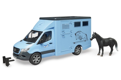 Bruder MB Sprinter Dieren Transport Blauw met Paard