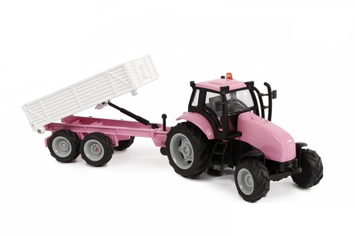 Kids Globe Tractor met Aanhanger Roze