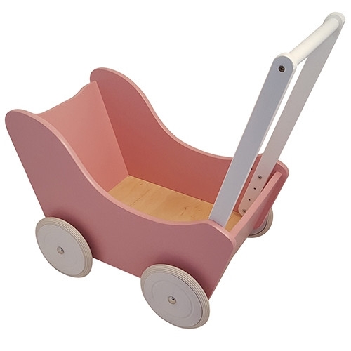 Playwood Poppenwagen Roze met Witte Wielen