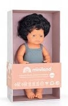 Miniland Babypop Krullen zwart haar 38 cm