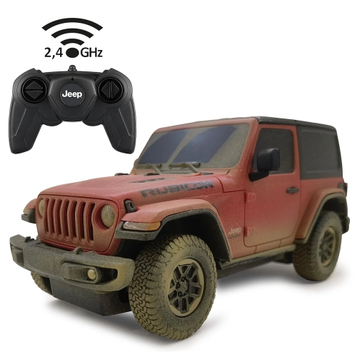 Jamara Afstand Bestuurbare Jeep Wrangler Rubicon Rood Muddy 1:24