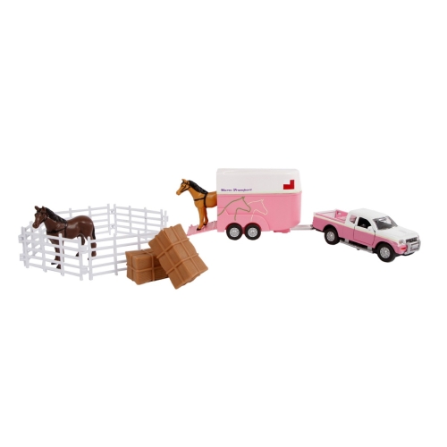 Kids Globe Mitsubishi met Paardentrailer set Roze