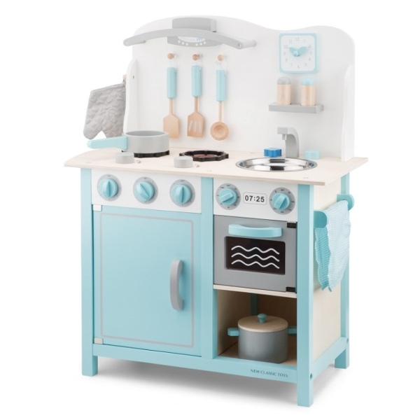New Classic Toys Keukentje Bon Appetit Blauw met Wit Online | Aanbieding PLUSTOYS